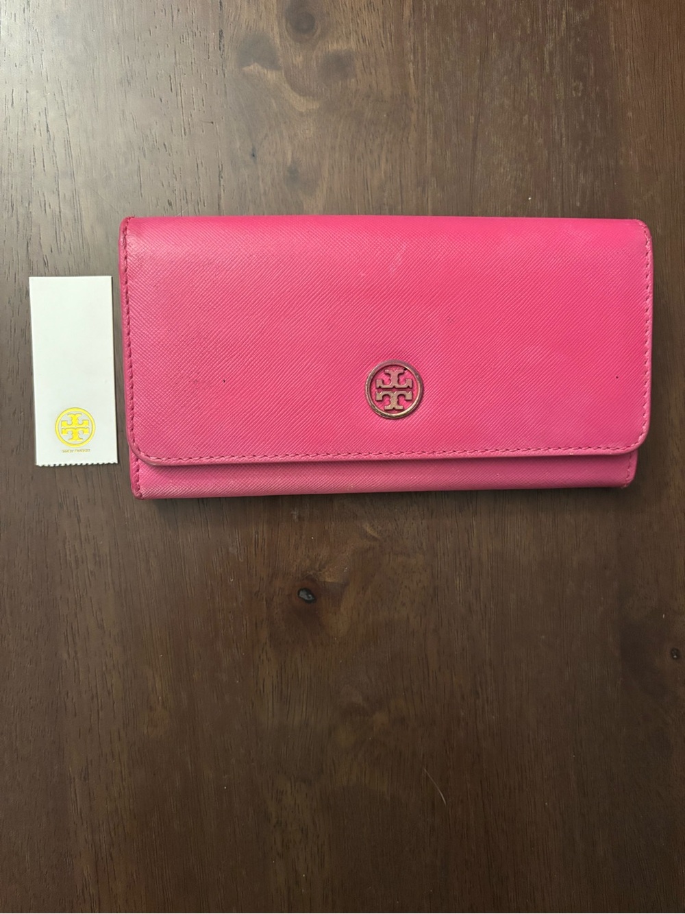 Tory Burch Hot Pink Robinson envelope Continental wallet